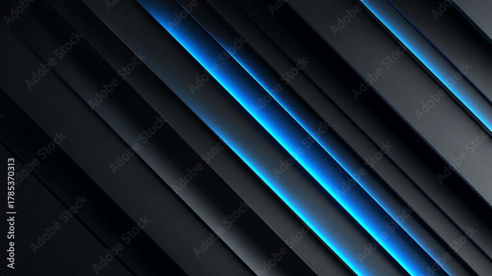 Obraz premium Dynamic black and blue abstract 3D background with vibrant modern design and futuristic glowing lines, perfect for digital concepts.