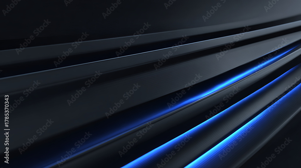 Fototapeta premium Abstract modern design with dynamic dark lines and vibrant blue light, perfect for technology, futuristic, and corporate branding.