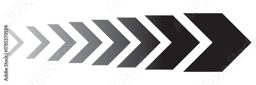 Acceleration arrow icon, turn sign, speed - stock vector. Pointer, speed direction, road caution, military, navigation Black of a sign Dynamic moving arrow. EPS 10.