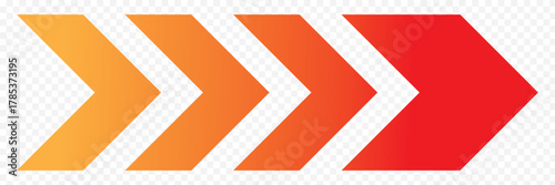 Abstract orange red thin gradient arrows vector icon representing direction progress speed movement navigation technology fast modern design chevron layout digital interface transition isolated. EPS10
