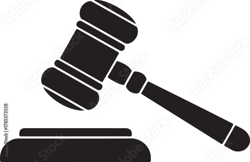 Judge hammer silhouette vector, Judge gavel icon black vector illustration