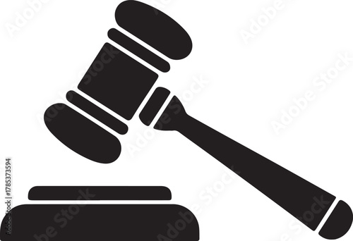 Judge hammer silhouette vector, Judge gavel icon black vector illustration