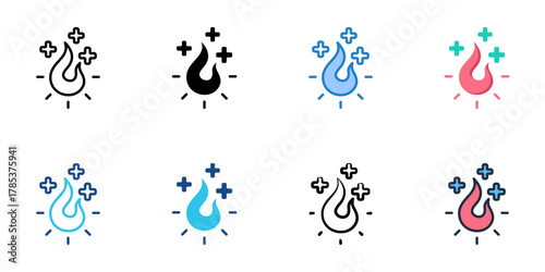  Holistic healing icon set multiple style collection 
