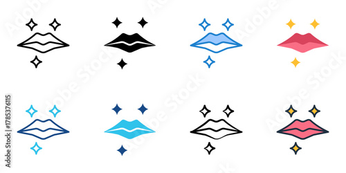 Lip care icon set multiple style collection 
