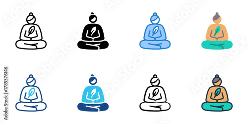 Relaxation techniques icon set multiple style collection 
