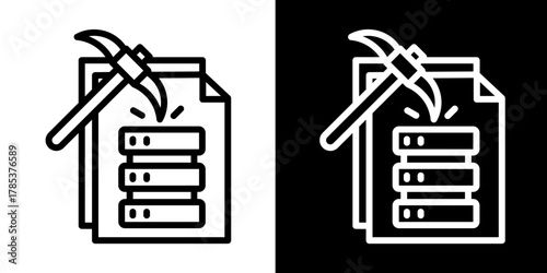 Data Mining  Icon Set White Style Collection
