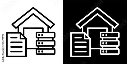 Data Warehouse  Icon Set White Style Collection

