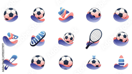 Collection of Sports Icons Football, Tennis, and Athletic Gear