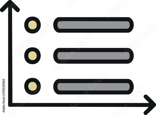 Simple Chart Representation with Data Points and Horizontal Bars, Illustrating Analysis and Statistics
