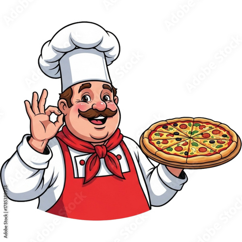 chef holding pizza