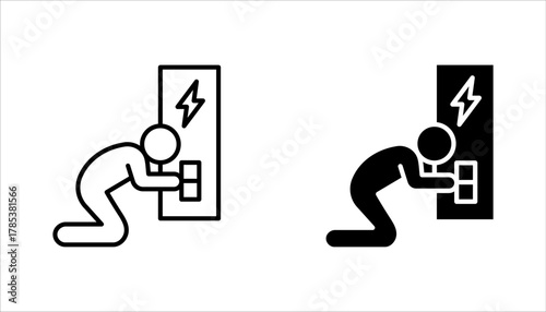 Electrician icon set. electrical engineer, electrical services, wiring, electrical repair, vector illustration on white background