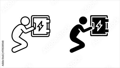Electrician icon set. electrical engineer, electrical services, wiring, electrical repair, vector illustration on white background