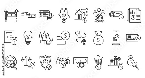 Profit Finance Icon Pack in Creative Outline Vector Style for Business Investment Banking Money Management Financial Planning Accounting and Wealth Growth suitable for Financial Analysts Entrepreneurs
