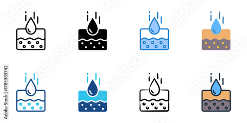 Skin hydration icon set multiple style collection 
