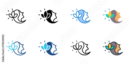 Mindfulness icon set multiple style collection 
