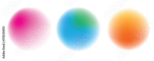 Set color circle gradient noise gradation. Abstract colorful watercolor blur mesh on isolated transparent background. Circle shape png.
