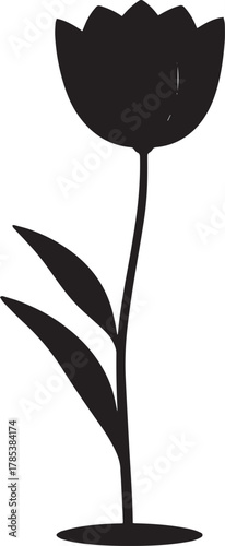  Blooming Tulip Silhouette Vector Illustration