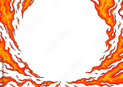和風の炎の背景 集中線フレームベクター