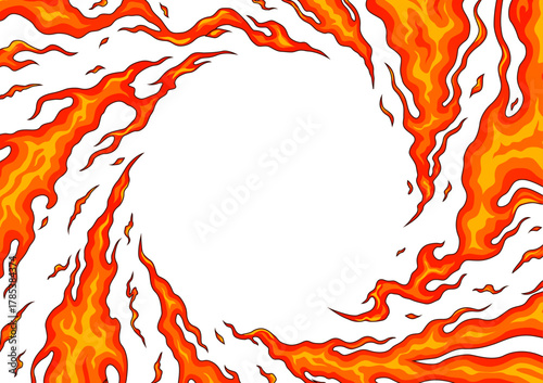 和風の炎の背景 集中線フレームベクター
