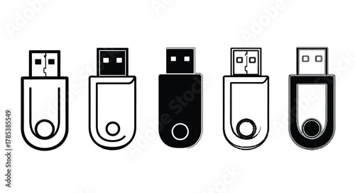 Vector usb flash drive icons set data storage device symbol design