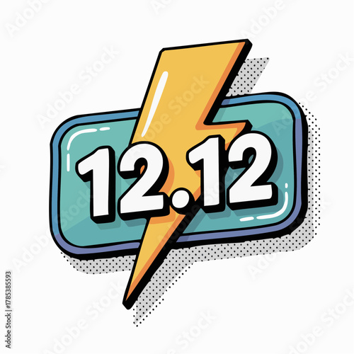 1212 Shopping Day Sale Event Pop Art Style.