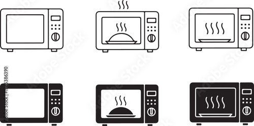 Kitchen appliance microwave oven heating food vector