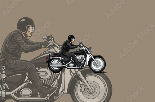 Motorcycle Rider on a Chopper Bike