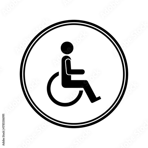 Accessible icon for people with disabilities, wheelchair symbol with disabled person silhouette