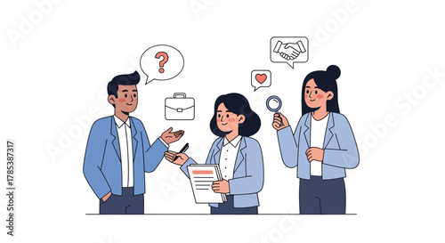 Engaging business team collaborating on problem solving and strategic agreement pursuit