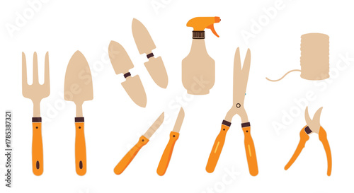 Gardening tools set vector illustration for garden and lawn care