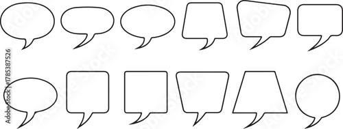 Speech bubbles various shapes outlined black talk bubble dialogue bubble