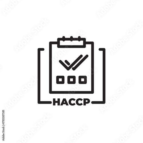 HACCP compliance icon symbolizing documented safety procedures and critical control points, representing modern food production, specialized risk analysis systems, and quality auditing.