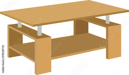 Sleek modern wooden coffee table with minimalist design and two-tier shelving for stylish home decor and contemporary living spaces