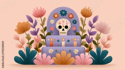 Day Dead Skull Altars, Abstract Winter Seasonal, Sustainable Modern Lifestyle