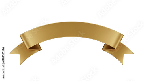 Elegant gold ribbon banner isolated on white background