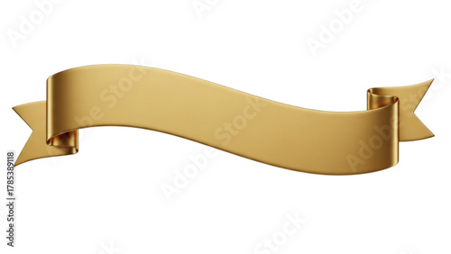 Gold wavy ribbon banner for luxury and award theme