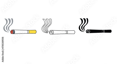 Cigarette smoking tobacco addiction nicotine smoke health risk icon