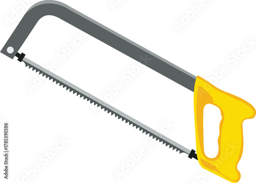 Professional hacksaw with sharp metal teeth and comfortable yellow handle for construction and DIY projects