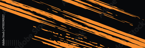 Black orange brush, car sticker wrap pattern, vector illustration.