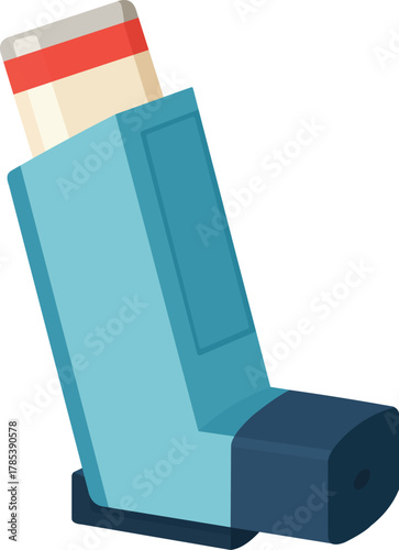 Modern blue asthma inhaler device for respiratory relief, symbolizing health and medical care solutions