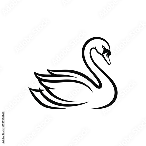 Elegant Swan Silhouette Minimalist Line Art of a Graceful Bird for Design and Branding