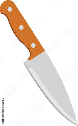 Sharp chef's knife with wooden handle, ready for culinary tasks and professional kitchen preparation