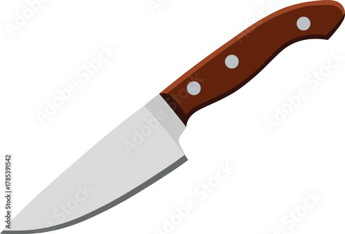 Sharp kitchen utility knife with classic wooden handle, perfect for culinary tasks and food preparation in any home.
