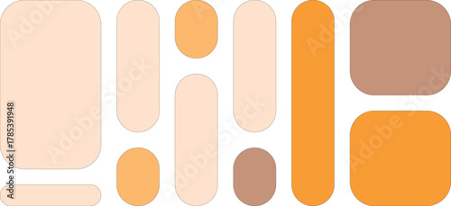 Abstract composition of rounded rectangles and ovals in warm tones