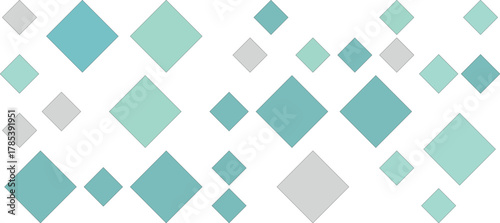 Abstract pattern of teal, mint, and grey diamonds
