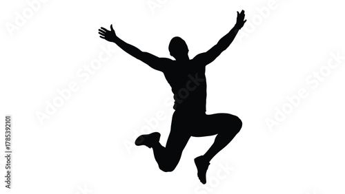Jumping man silhouette isolated on white background, Vector