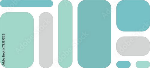 Abstract composition of rounded rectangles and ovals on