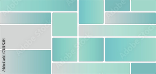 Abstract mosaic of rounded rectangles in pastel blue and green gradient