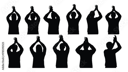 Clapping silhouettes collection isolated on white background, Vector