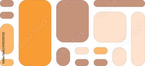 Abstract arrangement of rounded rectangles and ovals in warm tones